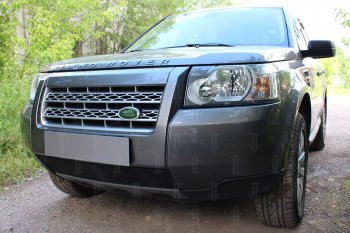 3 199 р. Защитная сетка в бампер (низ, ячейка 3х7 мм) Alfeco Стандарт Land Rover Freelander L359 дорестайлинг (2006-2010) (Чёрная)  с доставкой в г. Таганрог. Увеличить фотографию 3