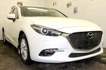 2 799 р. Защитная сетка в бампер (низ, ячейка 3х7 мм) Alfeco Стандарт Mazda 3/Axela BM рестайлинг седан (2016-2019) (Чёрная)  с доставкой в г. Таганрог. Увеличить фотографию 3