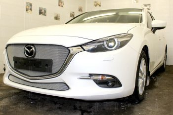 2 899 р. Защитная сетка в бампер (низ, ячейка 3х7 мм) Alfeco Стандарт Mazda 3/Axela BM рестайлинг седан (2016-2019) (Хром)  с доставкой в г. Таганрог. Увеличить фотографию 4