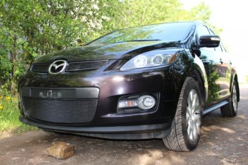 3 199 р. Защитная сетка в бампер (низ, ячейка 3х7 мм) Alfeco Стандарт Mazda CX-7 ER дорестайлинг (2006-2010) (Чёрная)  с доставкой в г. Таганрог. Увеличить фотографию 3