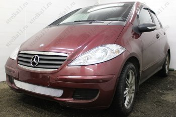 3 199 р. Защитная сетка в бампер (низ, ячейка 3х7 мм) Alfeco Стандарт Mercedes-Benz A class W169 дорестайлинг, хэтчбэк 5 дв. (2005-2008) (Хром)  с доставкой в г. Таганрог. Увеличить фотографию 3