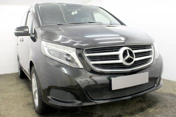 3 099 р. Защитная сетка в бампер (низ, ячейка 3х7 мм) Alfeco Стандарт  Mercedes-Benz Vito  W447 (2015-2020) дорестайлинг (Чёрная)  с доставкой в г. Таганрог. Увеличить фотографию 3