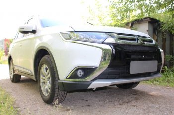 6 999 р. Защитная сетка в бампер (4 части, ячейка 3х7 мм) Alfeco Стандарт  Mitsubishi Outlander  GF (2015-2018) 2-ой рестайлинг (Чёрная)  с доставкой в г. Таганрог. Увеличить фотографию 3