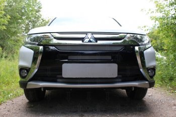 7 249 р. Защитная сетка в бампер (4 части, ячейка 3х7 мм) Alfeco Стандарт Mitsubishi Outlander GF 2-ой рестайлинг (2015-2018) (Хром)  с доставкой в г. Таганрог. Увеличить фотографию 3