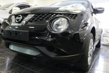 3 899 р. Защитная сетка в бампер (низ, ячейка 3х7 мм) Стрелка11 Стандарт  Nissan Juke  1 YF15 (2014-2020) рестайлинг (Хром)  с доставкой в г. Таганрог. Увеличить фотографию 3