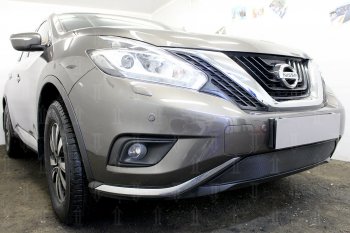 4 299 р. Защитная сетка в бампер (низ, ячейка 3х7 мм) Стрелка11 Стандарт  Nissan Murano  3 Z52 (2015-2022) дорестайлинг (Чёрная)  с доставкой в г. Таганрог. Увеличить фотографию 4