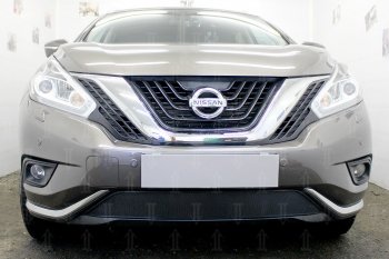 4 299 р. Защитная сетка в бампер (низ, ячейка 3х7 мм) Стрелка11 Стандарт  Nissan Murano  3 Z52 (2015-2022) дорестайлинг (Чёрная)  с доставкой в г. Таганрог. Увеличить фотографию 1