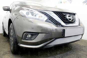 4 549 р. Защитная сетка в бампер (низ, ячейка 3х7 мм) Стрелка11 Стандарт  Nissan Murano  3 Z52 (2015-2022) дорестайлинг (Хром)  с доставкой в г. Таганрог. Увеличить фотографию 3