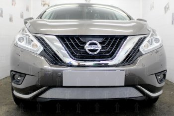 4 549 р. Защитная сетка в бампер (низ, ячейка 3х7 мм) Стрелка11 Стандарт  Nissan Murano  3 Z52 (2015-2022) дорестайлинг (Хром)  с доставкой в г. Таганрог. Увеличить фотографию 1