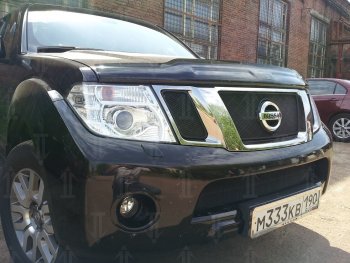 3 399 р. Защитная сетка в бампер (низ, ячейка 3х7 мм) Стрелка11 Стандарт Nissan Pathfinder R51 рестайлинг (2009-2014) (Чёрная)  с доставкой в г. Таганрог. Увеличить фотографию 3