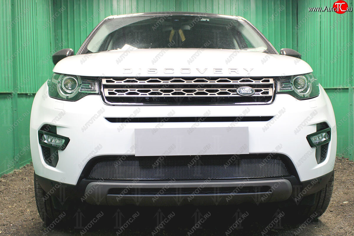 4 499 р. Защитная сетка в бампер (низ, ячейка 4х10 мм) Alfeco Премиум Land Rover Discovery Sport L550 дорестайлинг (2014-2019) (Чёрная)  с доставкой в г. Таганрог