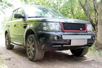 4 599 р. Защитная сетка в бампер (низ, ячейка 4х10 мм) Alfeco Премиум Land Rover Range Rover Sport 1 L320 дорестайлинг (2005-2009) (Хром)  с доставкой в г. Таганрог. Увеличить фотографию 4