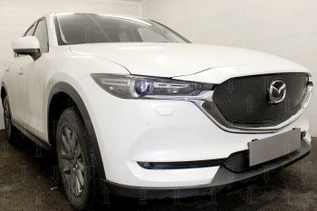 6 299 р. Защитная сетка в бампер (верх, ячейка 4х10 мм) Alfeco Премиум Mazda CX-5 KF (2016-2025) (Чёрная)  с доставкой в г. Таганрог. Увеличить фотографию 4