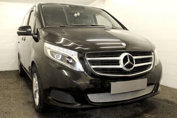 4 499 р. Защитная сетка в бампер (низ, ячейка 4х10 мм) Alfeco Премиум Mercedes-Benz Vito W447 дорестайлинг (2015-2020) (Хром)  с доставкой в г. Таганрог. Увеличить фотографию 2