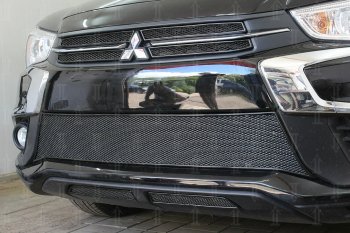 4 999 р. Защитная сетка в бампер (середина, ячейка 4х10 мм) Alfeco Премиум Mitsubishi ASX 2-ой рестайлинг (2017-2020) (Чёрная)  с доставкой в г. Таганрог. Увеличить фотографию 2