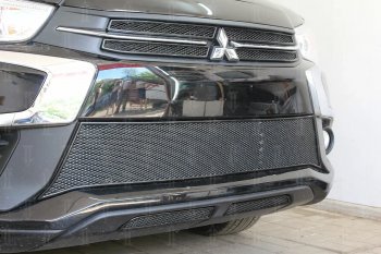 4 999 р. Защитная сетка в бампер (середина, ячейка 4х10 мм) Alfeco Премиум Mitsubishi ASX 2-ой рестайлинг (2017-2020) (Чёрная)  с доставкой в г. Таганрог. Увеличить фотографию 3