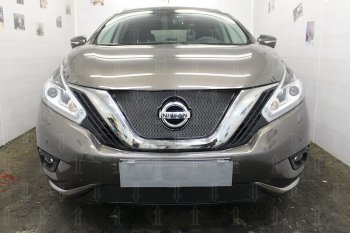 Защитная сетка в бампер (верх, ячейка 4х10 мм) Стрелка11 Премиум Nissan Murano 3 Z52 дорестайлинг (2015-2022) ()