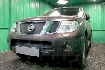 4 799 р. Защитная сетка в бампер (низ, ячейка 4х10 мм) Стрелка11 Премиум Nissan Pathfinder R51 рестайлинг (2009-2014) (Чёрная)  с доставкой в г. Таганрог. Увеличить фотографию 2