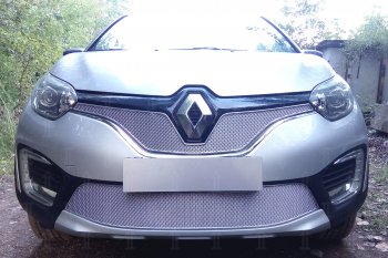 Защитная сетка в бампер (верх, ячейка 4х10 мм) Стрелка11 Премиум Renault Kaptur дорестайлинг (2016-2020) ()