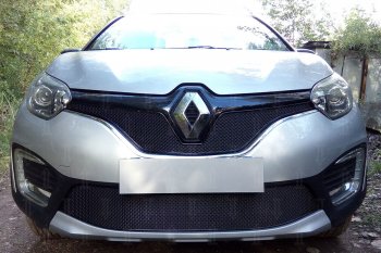 Защитная сетка в бампер (низ, ячейка 4х10 мм) Стрелка11 Премиум Renault Kaptur рестайлинг (2020-2024)  (Чёрная)