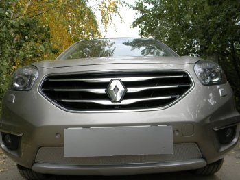 Защитная сетка в бампер (низ, ячейка 4х10 мм) Стрелка11 Премиум Renault Koleos 1 Phase 2 (2011-2013)  (Хром)