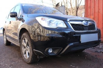 3 599 р. Защитная сетка в бампер (низ, ячейка 4х10 мм) Стрелка11 Премиум Subaru Forester SJ дорестайлинг (2012-2016) (Чёрная)  с доставкой в г. Таганрог. Увеличить фотографию 2