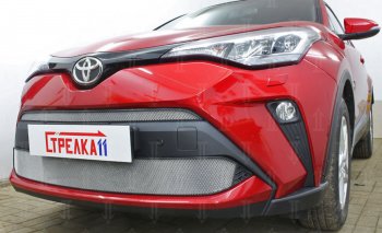 Защитная сетка в бампер (низ, ячейка 4х10 мм) Стрелка11 Премиум Toyota C-HR NGX10, ZGX10 рестайлинг (2019-2024)  (Хром)