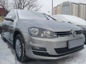 4 199 р. Защитная сетка в бампер (низ, ячейка 4х10 мм) Стрелка11 Премиум Volkswagen Golf 7 дорестайлинг, хэтчбэк 5 дв. (2012-2017) (Чёрная)  с доставкой в г. Таганрог. Увеличить фотографию 2