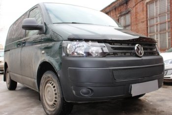 4 199 р. Защитная сетка в бампер (низ, ячейка 4х10 мм) Стрелка11 Премиум Volkswagen Transporter T5 рестайлинг (2009-2015) (Чёрная)  с доставкой в г. Таганрог. Увеличить фотографию 2