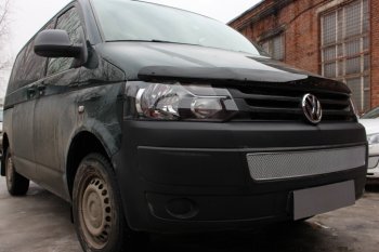 4 299 р. Защитная сетка в бампер (низ, ячейка 4х10 мм) Стрелка11 Премиум Volkswagen Transporter T5 рестайлинг (2009-2015) (Хром)  с доставкой в г. Таганрог. Увеличить фотографию 2