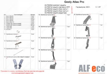 16 549 р. Защита картера, КПП, топливного бака и редуктора (V-1,5T, 4 части) ALFECO Geely Atlas Pro NL3 (2019-2024) (Сталь 2 мм)  с доставкой в г. Таганрог. Увеличить фотографию 2