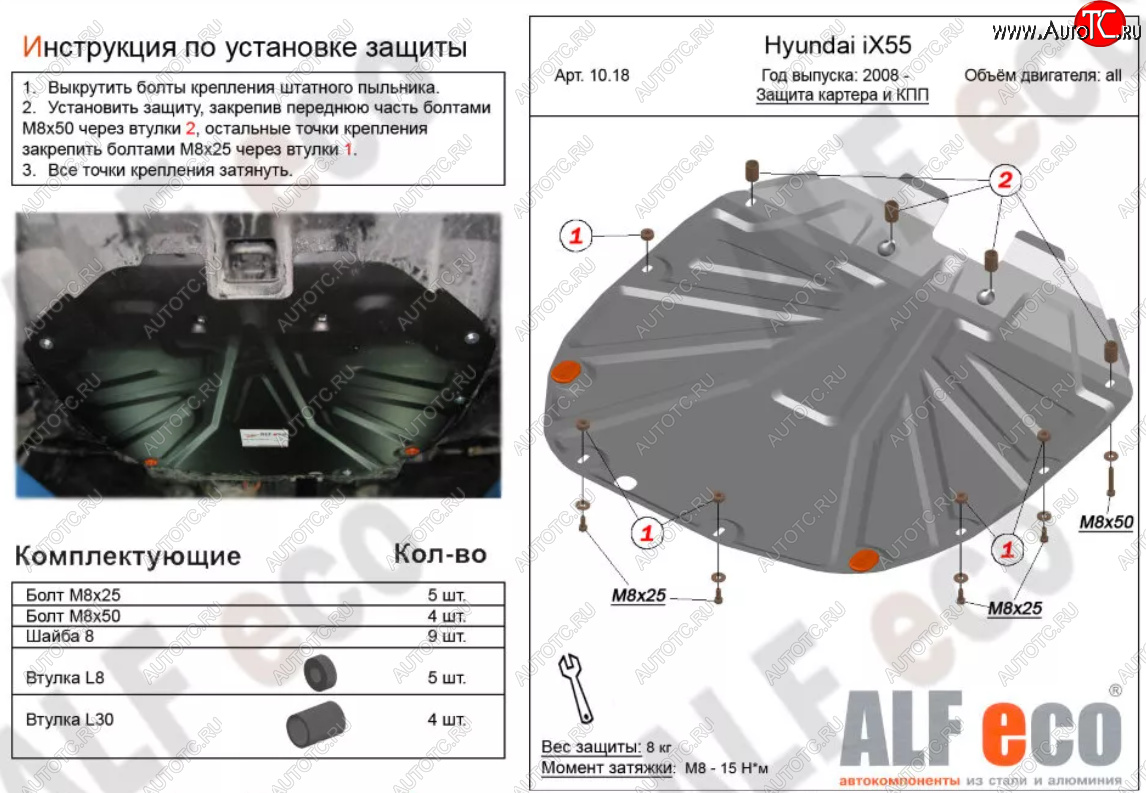 4 999 р. Защита картера двигателя и КПП (V-2,2 CRDI) Alfeco  Hyundai Santa Fe  CM (2009-2012) рестайлинг (Сталь 2 мм)  с доставкой в г. Таганрог