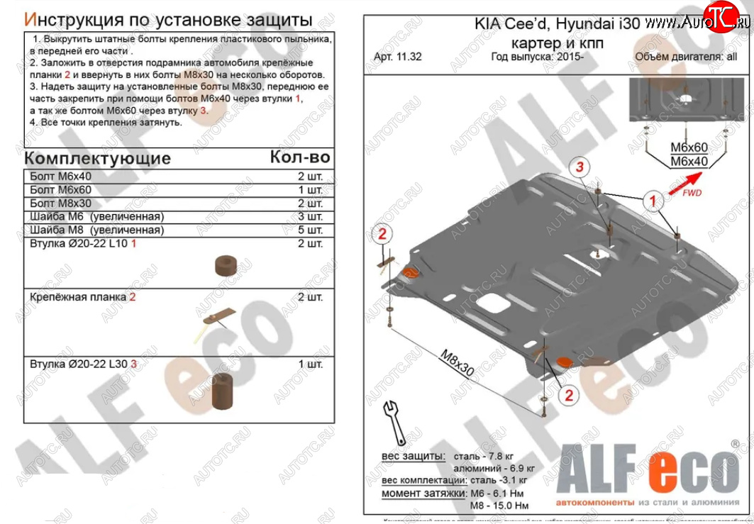 4 999 р. Защита картера двигателя и КПП Alfeco  KIA Cerato  4 BD (2018-2024) дорестайлинг седан, дорестайлинг, хэтчбэк, рестайлинг седан (Сталь 2 мм)  с доставкой в г. Таганрог