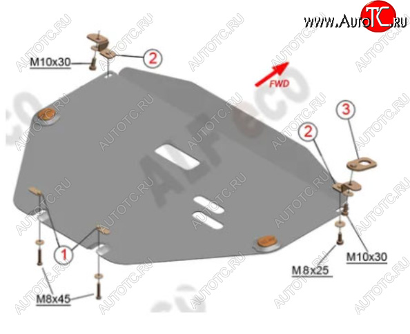 9 899 р. Защита картера двигателя и КПП Alfeco  Honda CR-V  RW,RT (2016-2022) дорестайлинг, рестайлинг (Алюминий 3 мм)  с доставкой в г. Таганрог