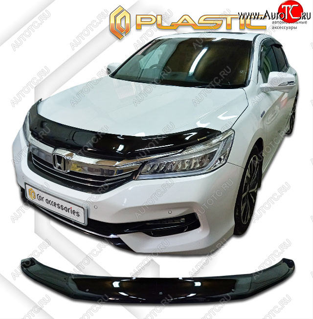 2 199 р. Дефлектор капота CA-Plastic  Honda Accord  CR (2016-2020) седан рестайлинг (classic черный, без надписи)  с доставкой в г. Таганрог