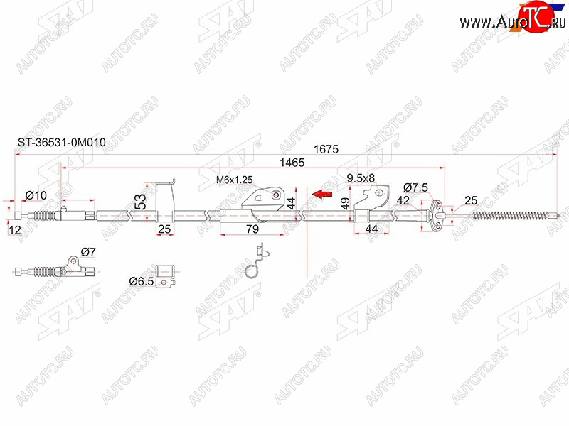 1 739 р. Трос ручника LH 2WD SAT Nissan Almera G15 седан (2012-2019) (-Antiskid)  с доставкой в г. Таганрог