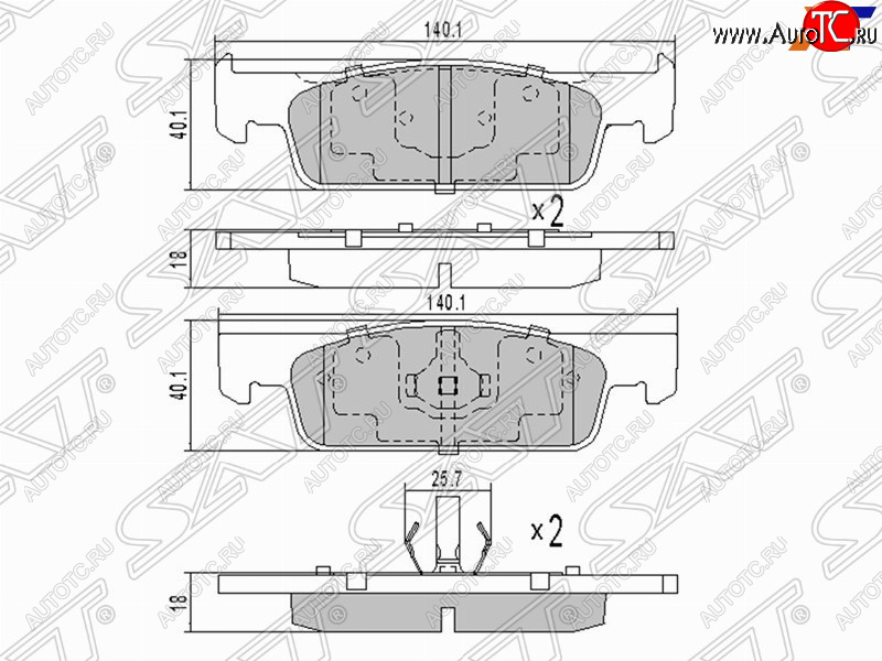 1 279 р. Колодки тормозные SAT (передние) Renault Clio BH98 дорестайлинг, хэтчбэк 5 дв. (2012-2016)  с доставкой в г. Таганрог