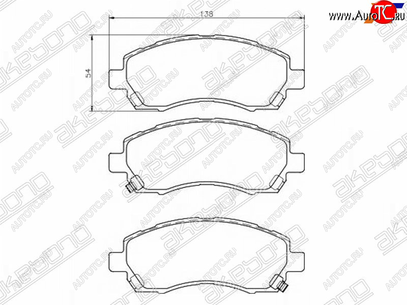 2 499 р. Колодки тормозные AKEBONO (передние) Subaru Legacy BH/BE12 универсал (1998-2003)  с доставкой в г. Таганрог