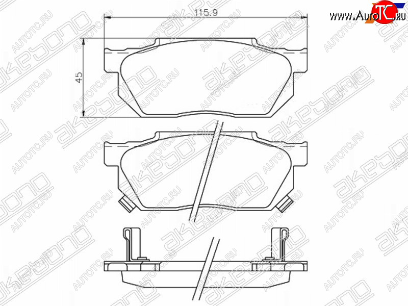 2 689 р. Колодки тормозные AKEBONO (передние) Honda Fit 1 GD дорестайлинг (2001-2004)  с доставкой в г. Таганрог