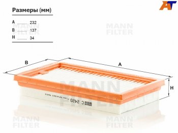 Фильтр воздушный MANN Nissan AD (Y12), Bluebird Sylphy (седан), Note (1), Tiida (1 хэтчбэк,  1 седан,  1 хэтчбек), Wingroad (3 Y12)