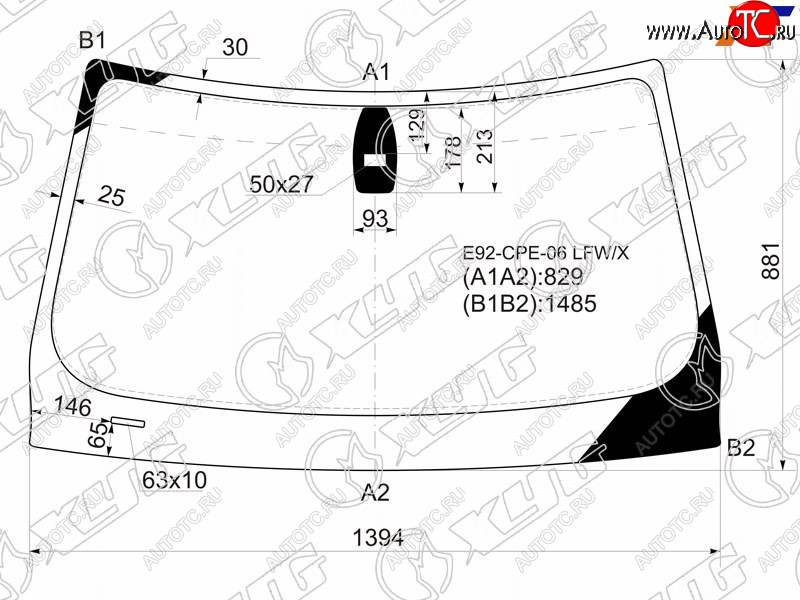 8 849 р. Стекло лобовое (Датчик дождя) XYG  BMW 3 серия  E92 (2005-2014) купе дорестайлинг, купе рестайлинг  с доставкой в г. Таганрог