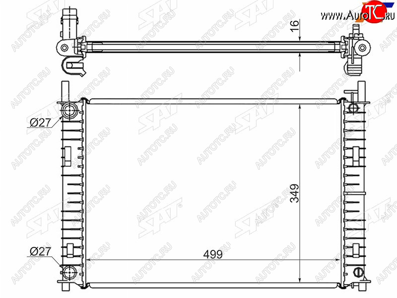 6 599 р. Радиатор SAT  Ford Fiesta  5 (2001-2005), Ford Fusion  1 (2002-2012), Mazda 2/Demio  DY (2002-2007)  с доставкой в г. Таганрог