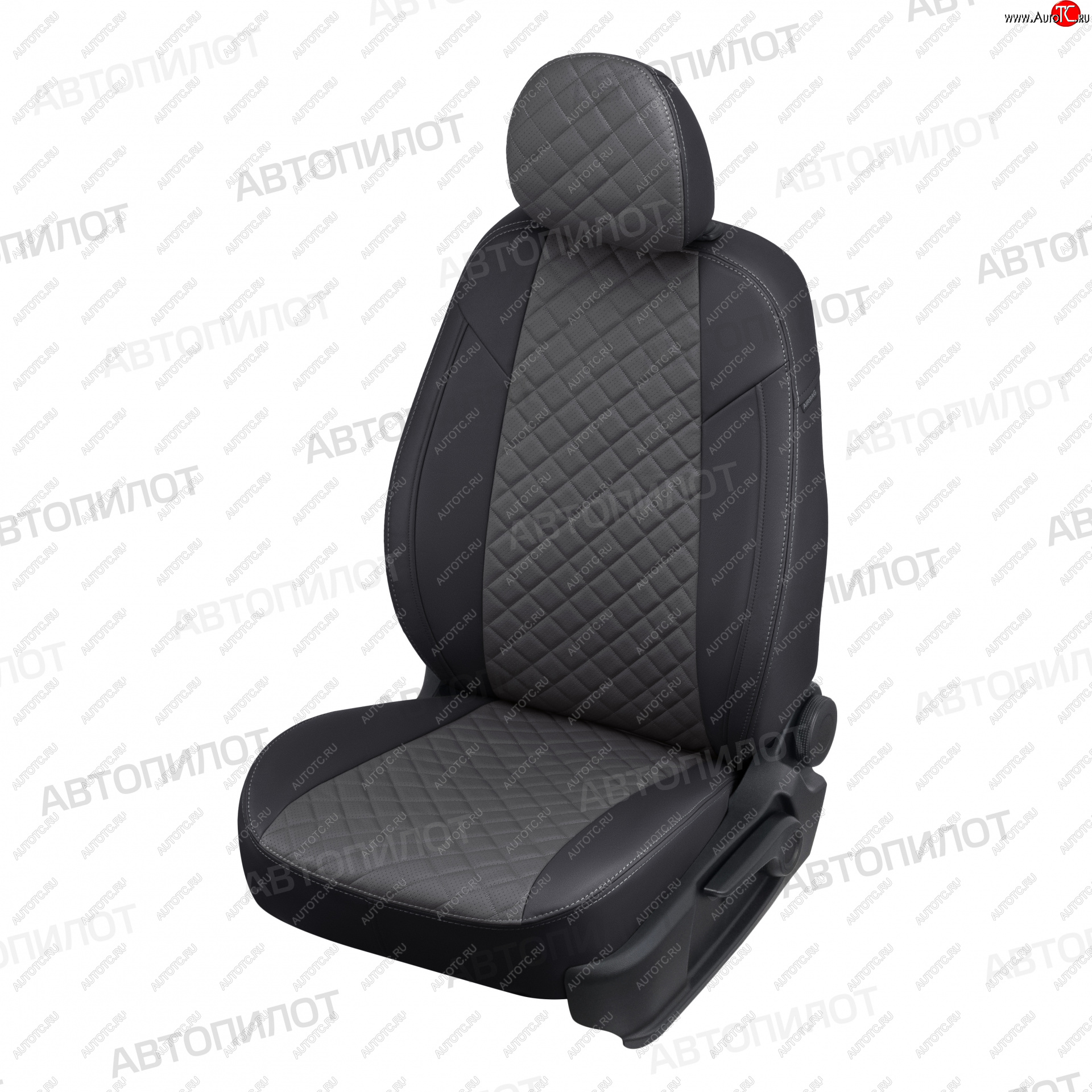 14 899 р. Чехлы сидений (экокожа) Автопилот Ромб  Ford S-Max  CJ (2014-2019) (черный/серый)  с доставкой в г. Таганрог