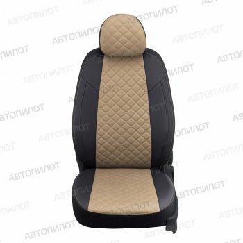 14 499 р. Чехлы сидений (экокожа) Автопилот Ромб  Ford S-Max  CJ (2014-2019) (черный/темно-бежевый)  с доставкой в г. Таганрог. Увеличить фотографию 4