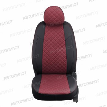 14 899 р. Чехлы сидений (экокожа) Автопилот Ромб  Ford S-Max  CJ (2014-2019) (черный/бордовый)  с доставкой в г. Таганрог. Увеличить фотографию 3