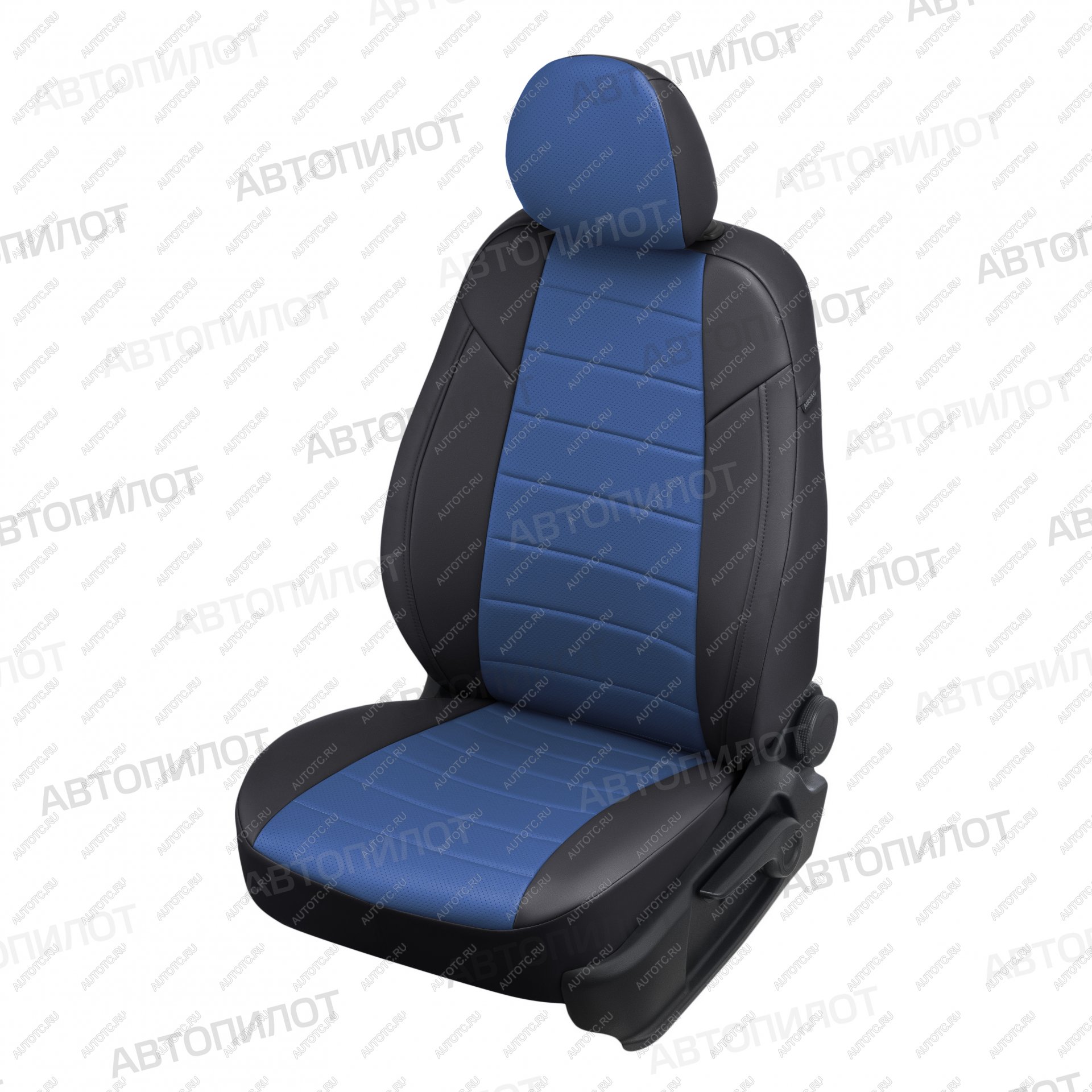 13 849 р. Чехлы на сиденья Экокожа (к. Comfort Luxe экокожа) Автопилот  Уаз Патриот ( 23632,  3163 5 дв.) (2016-2025) 2-ой рестайлинг пикап, 2-ой рестайлинг (черный/синий)  с доставкой в г. Таганрог