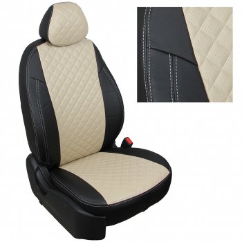 7 999 р. Чехлы на сиденья Ромб (к. Comfort Luxe экокожа) Автопилот  Уаз Патриот ( 23632,  3163 5 дв.) (2016-2025) 2-ой рестайлинг пикап, 2-ой рестайлинг (черный/бежевый)  с доставкой в г. Таганрог. Увеличить фотографию 2