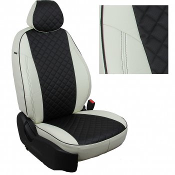 14 899 р. Чехлы на сиденья Ромб (к. Comfort Luxe экокожа) Автопилот  Уаз Патриот ( 23632,  3163 5 дв.) (2016-2025) 2-ой рестайлинг пикап, 2-ой рестайлинг (белый/черный)  с доставкой в г. Таганрог. Увеличить фотографию 2