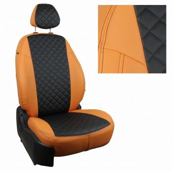 14 999 р. Чехлы на сиденья Ромб (к. Comfort Luxe экокожа) Автопилот  Уаз Патриот  23632 (2016-2025) 2-ой рестайлинг пикап (оранжевый/черный)  с доставкой в г. Таганрог. Увеличить фотографию 2