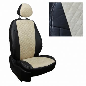 14 899 р. Чехлы на сиденья Алькантара ромб (к. Comfort Luxe экокожа) Автопилот  Уаз Патриот  23632 (2016-2025) 2-ой рестайлинг пикап (черный/бежевый)  с доставкой в г. Таганрог. Увеличить фотографию 2